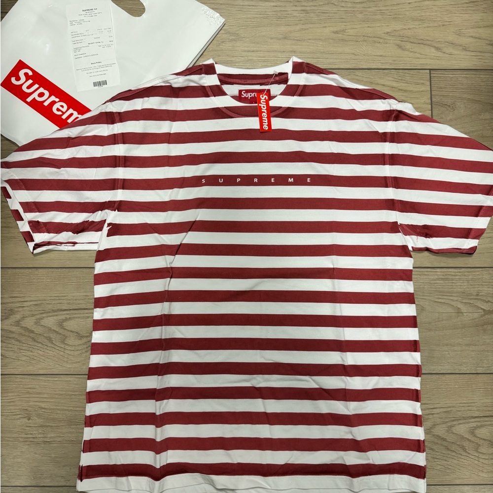 Supreme Overprint Stripe Short-Sleeve Top 'Red'
